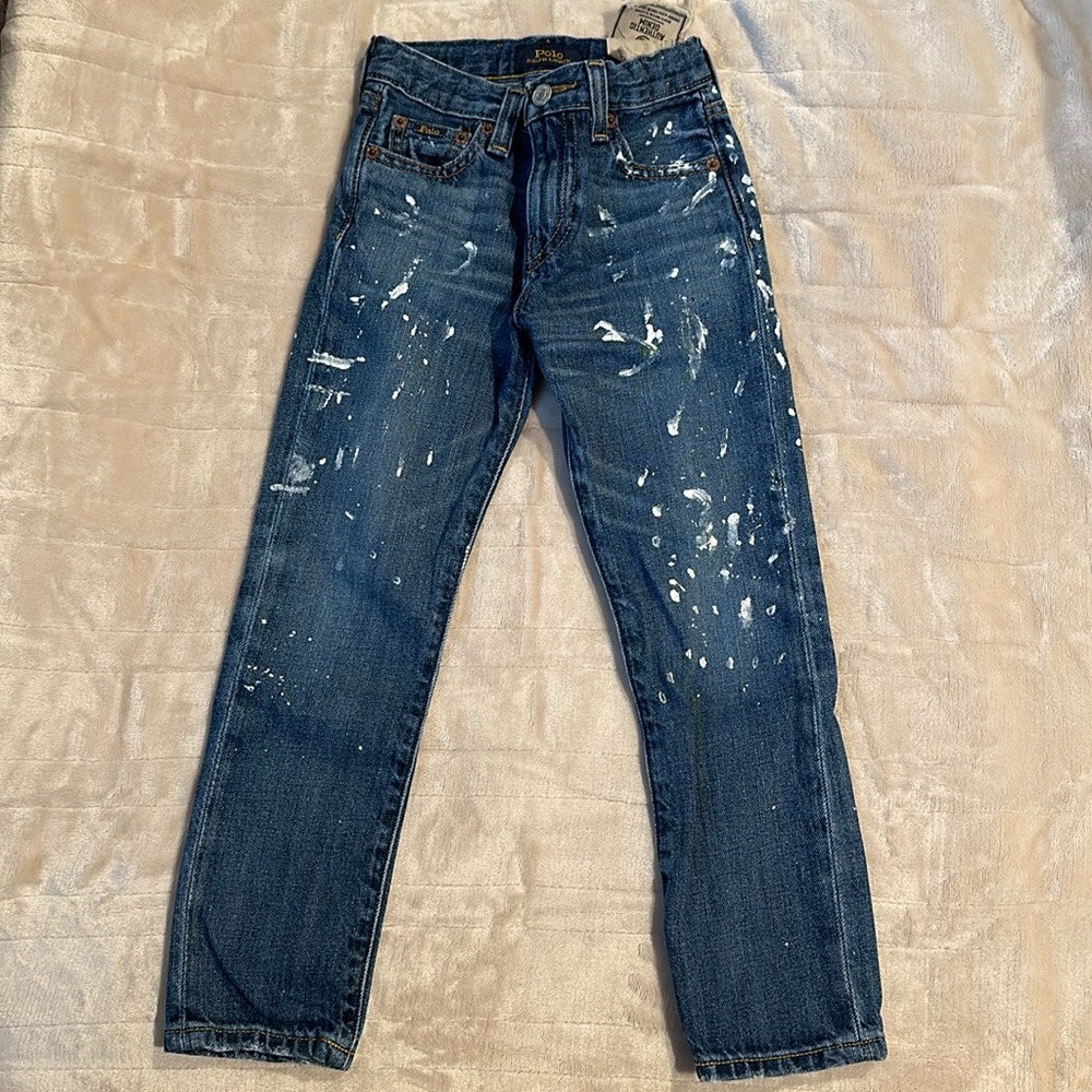 Boys Polo Paint Splatter Denim Jean